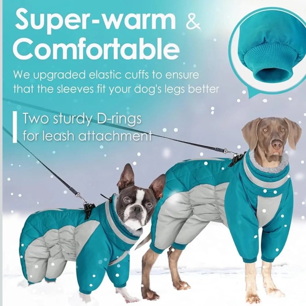 AOFITEE Fullbody Dog Coat Warm Fleece, Windproof with Harness Built in S /515-5